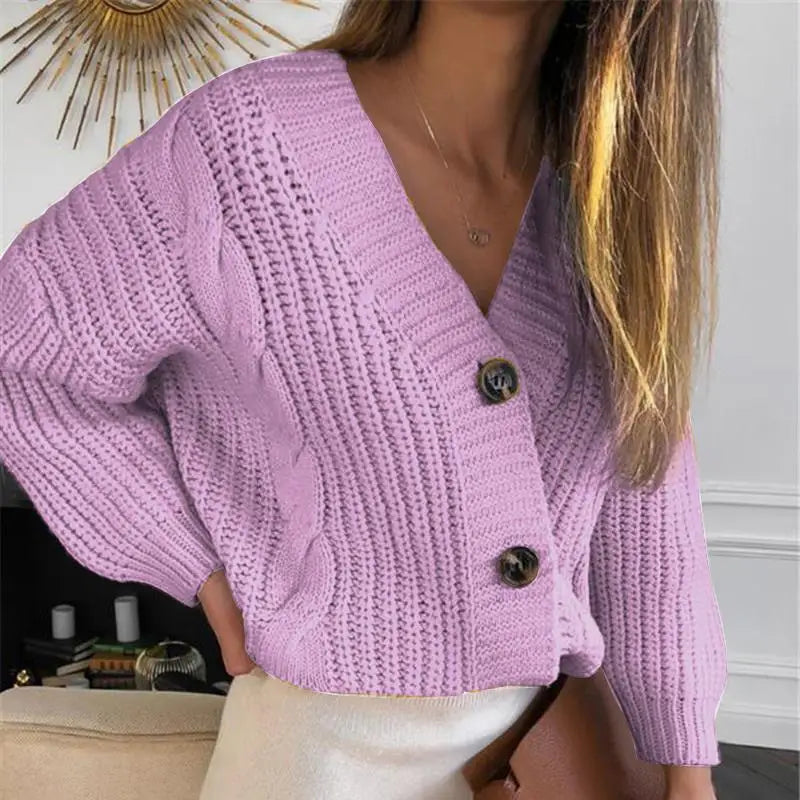 Gilet en maille à col en V – Femme