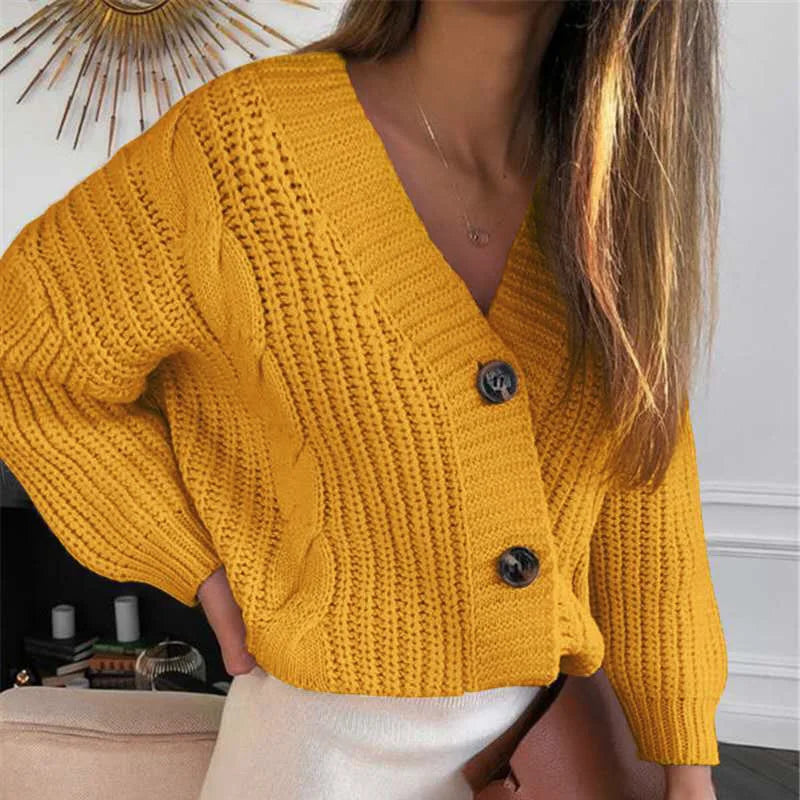 Gilet en maille à col en V – Femme