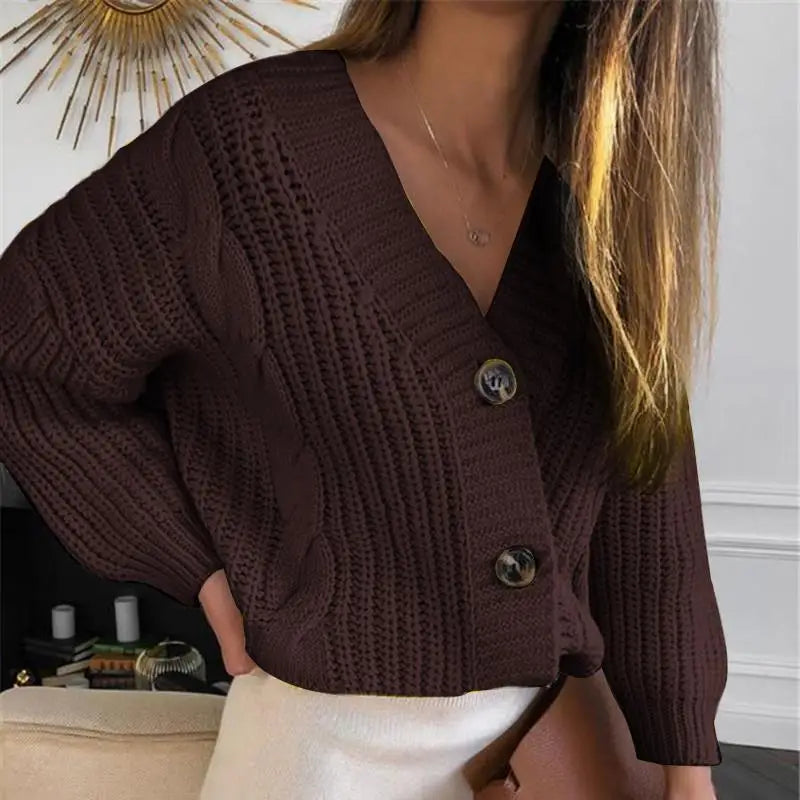 Gilet en maille à col en V – Femme