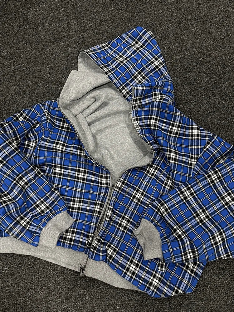 Plaid Reversible Zip Hoodie – Women
