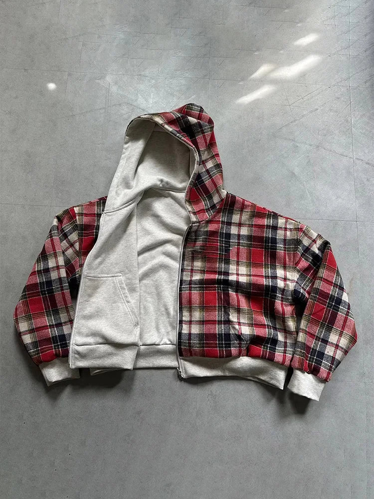 Plaid Reversible Zip Hoodie – Women
