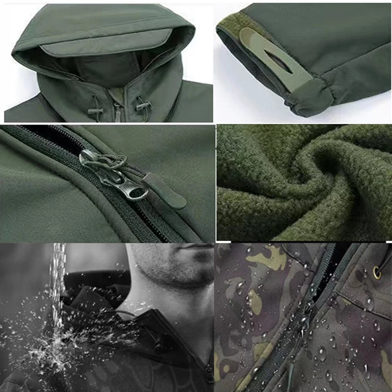 Softshell Fleece Hooded Cargo Jacket – Men