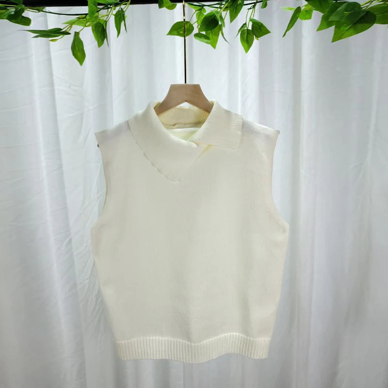 Gilet sans manches en maille à revers – Femme