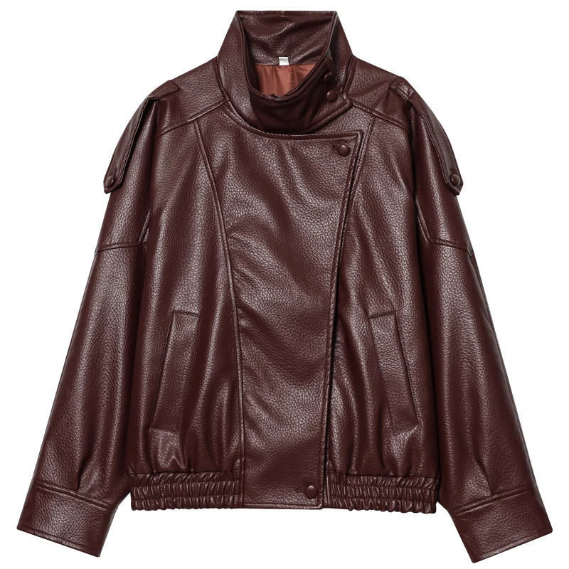 Cropped Faux Leather Bomber – Women