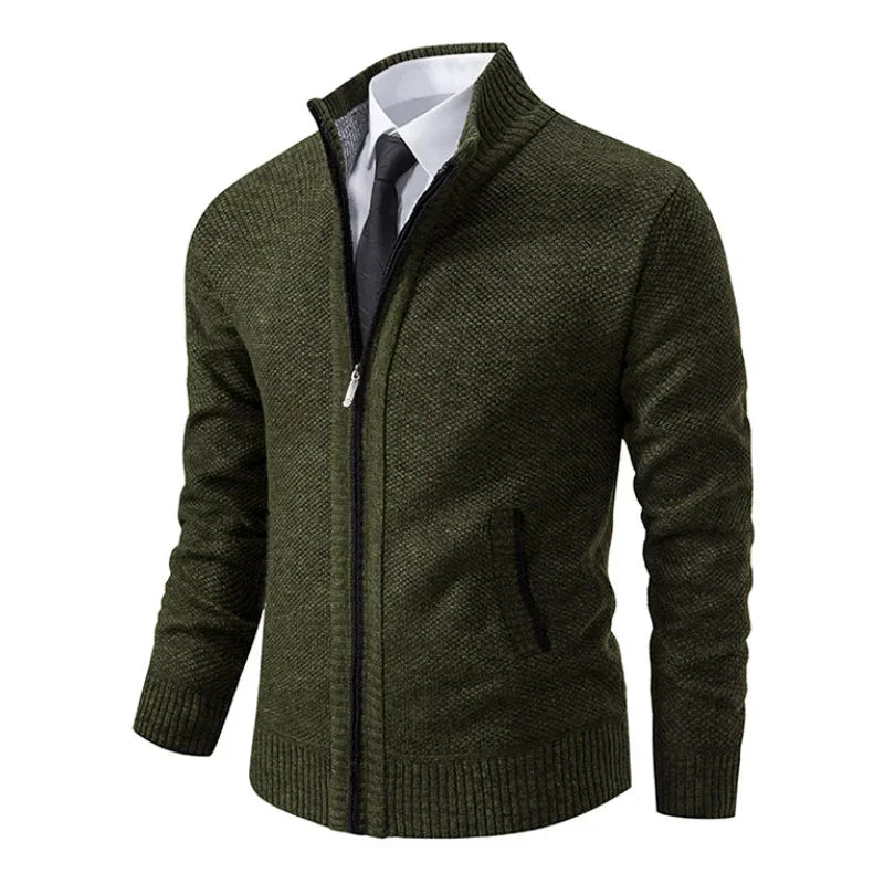 Zip Stand-Collar Knit Jacket – Men