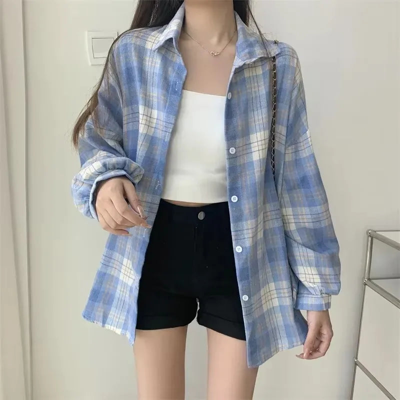 Vintage Plaid Button Shirt – Women
