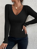 Pull rayé côtelé à col en V – Femme