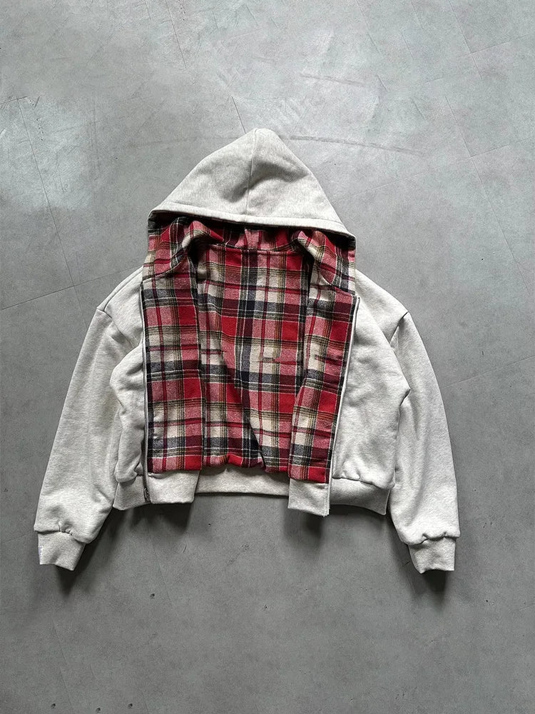 Plaid Reversible Zip Hoodie – Women