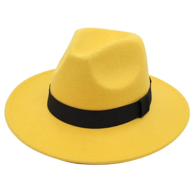 Wide-Brim Wool Fedora Hat – Unisex