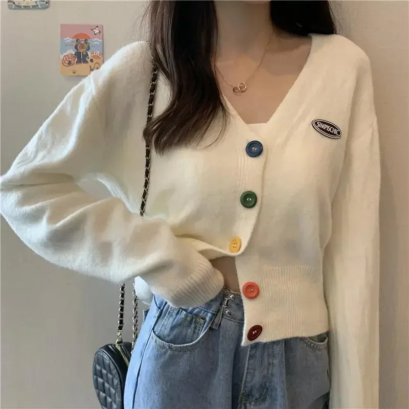Cropped Crochet V-Neck Cardigan – Women