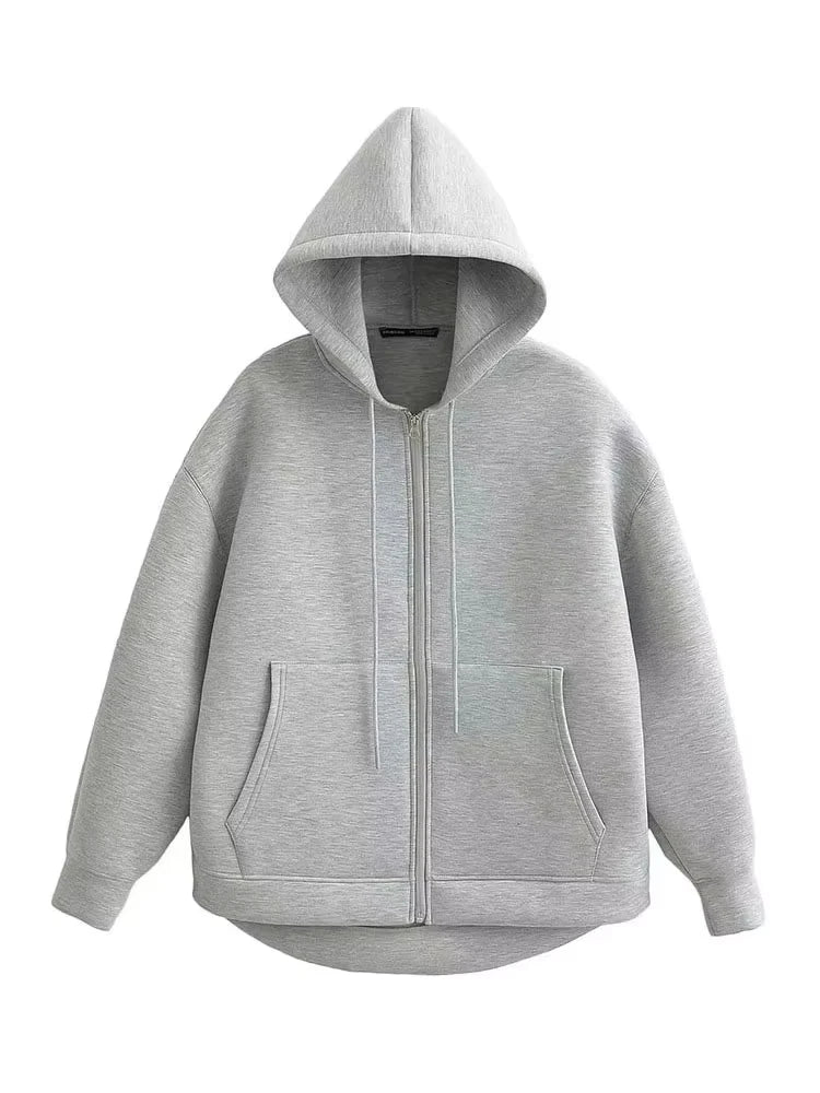 Oversized Zip-Up Hoodie Jacket – Women