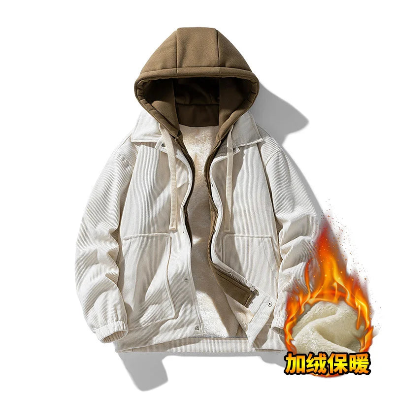 Corduroy Hooded Layered Jacket – Unisex