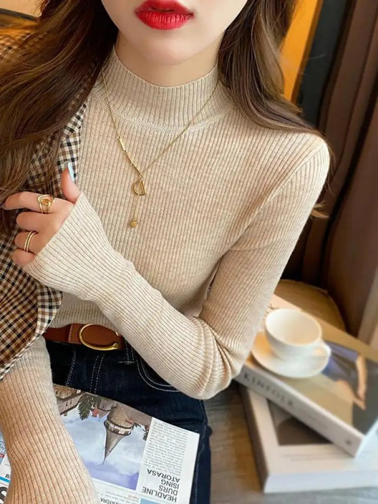 Pull vintage en maille à col montant – Femme