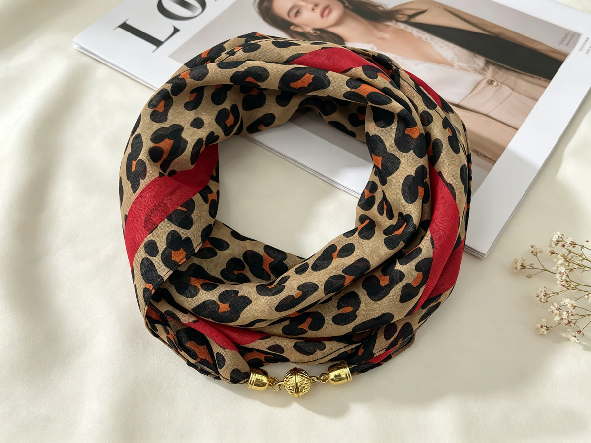 Leopard Print Silk-Feel Scarf – Women
