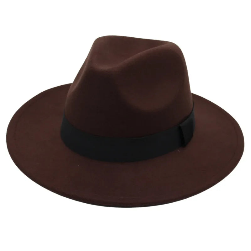Wide-Brim Wool Fedora Hat – Unisex