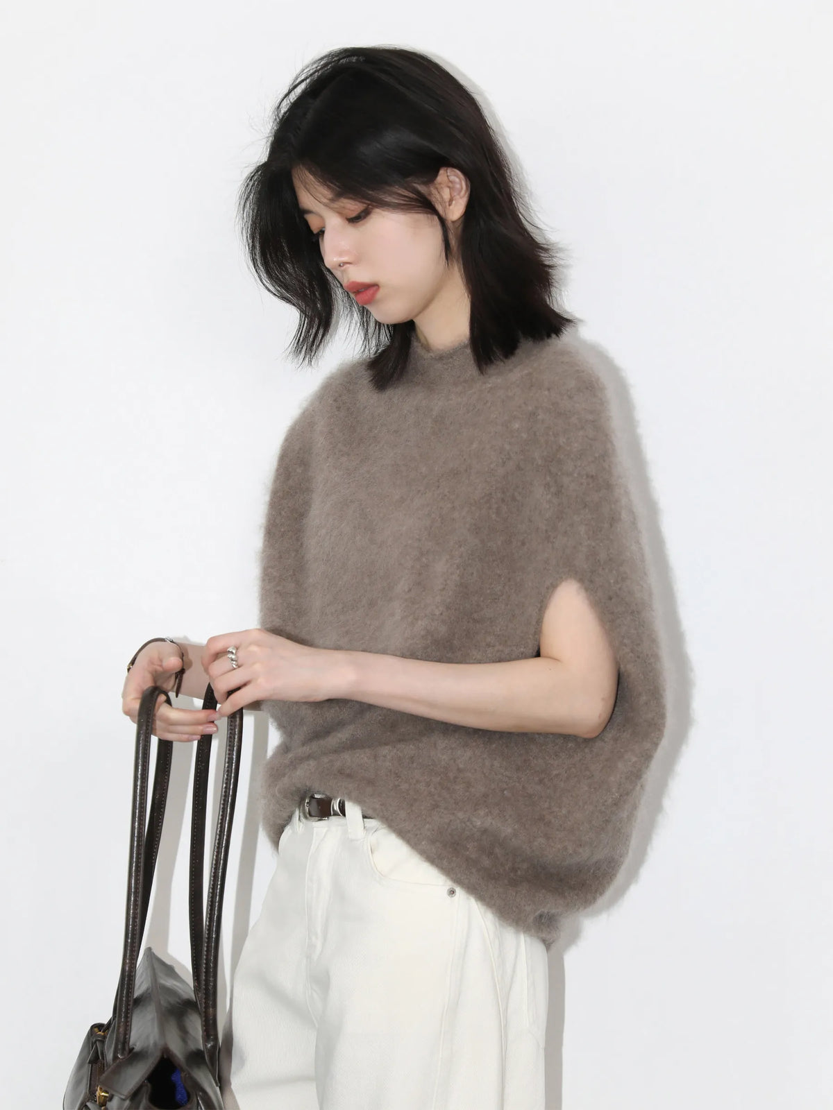 Oversized Turtleneck Wool-Blend Vest – Women