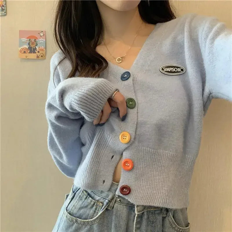 Cropped Crochet V-Neck Cardigan – Women