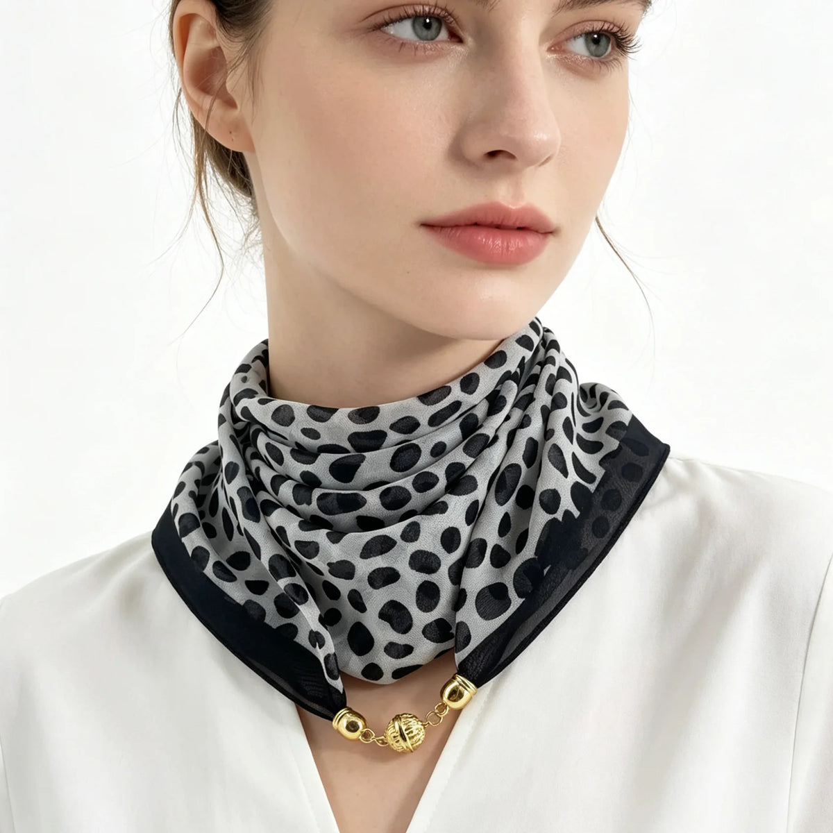 Leopard Print Silk-Feel Scarf – Women