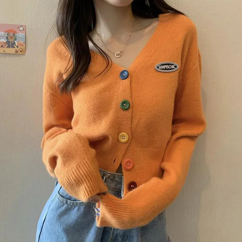 Gilet court en crochet à col en V – Femme