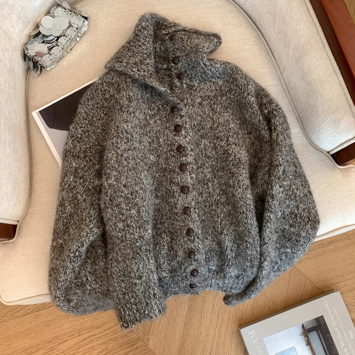 Retro Turtleneck Cardigan – Women