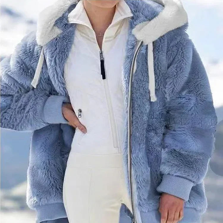 Veste à capuche oversize en peluche – Femme