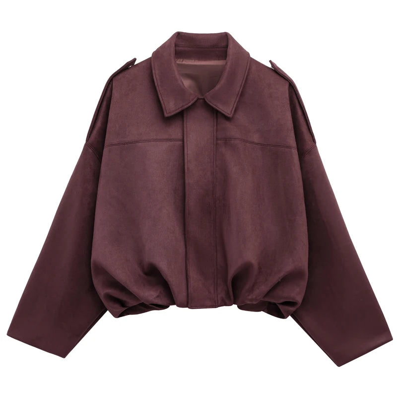 Cropped Suede Bomber Jacket – Women