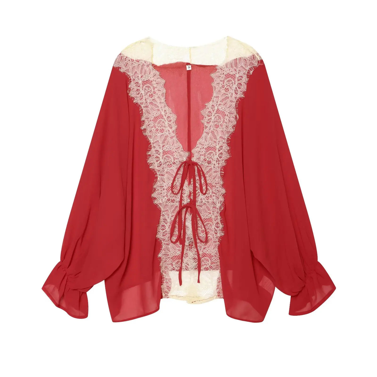 Blouse en dentelle à manches lanterne – Femme