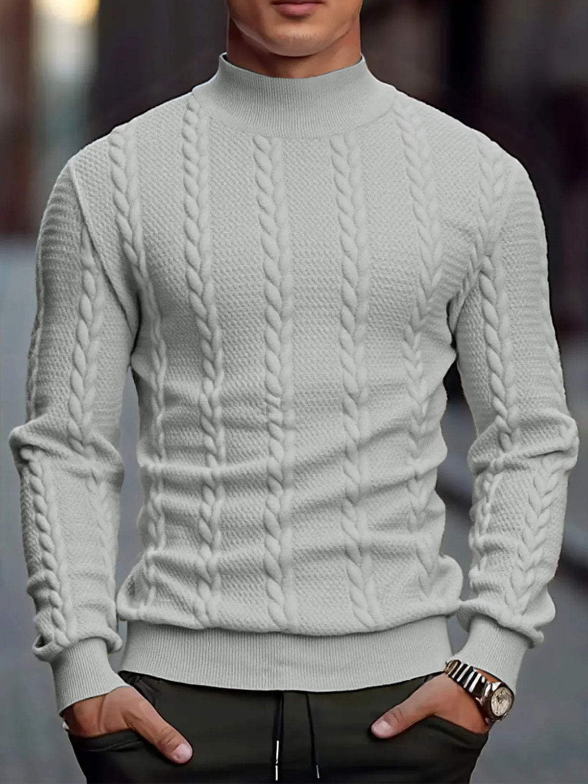 Twist Knit High-Neck Sweater – Men