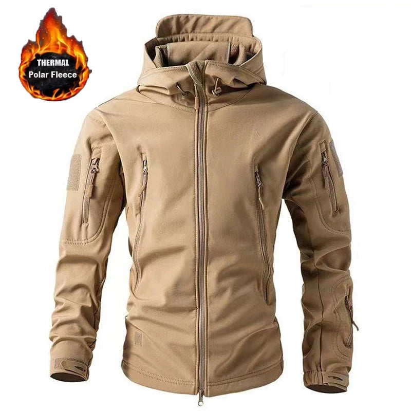 Softshell Fleece Hooded Cargo Jacket – Men