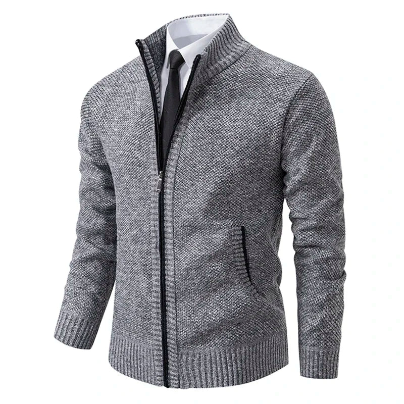 Zip Stand-Collar Knit Jacket – Men