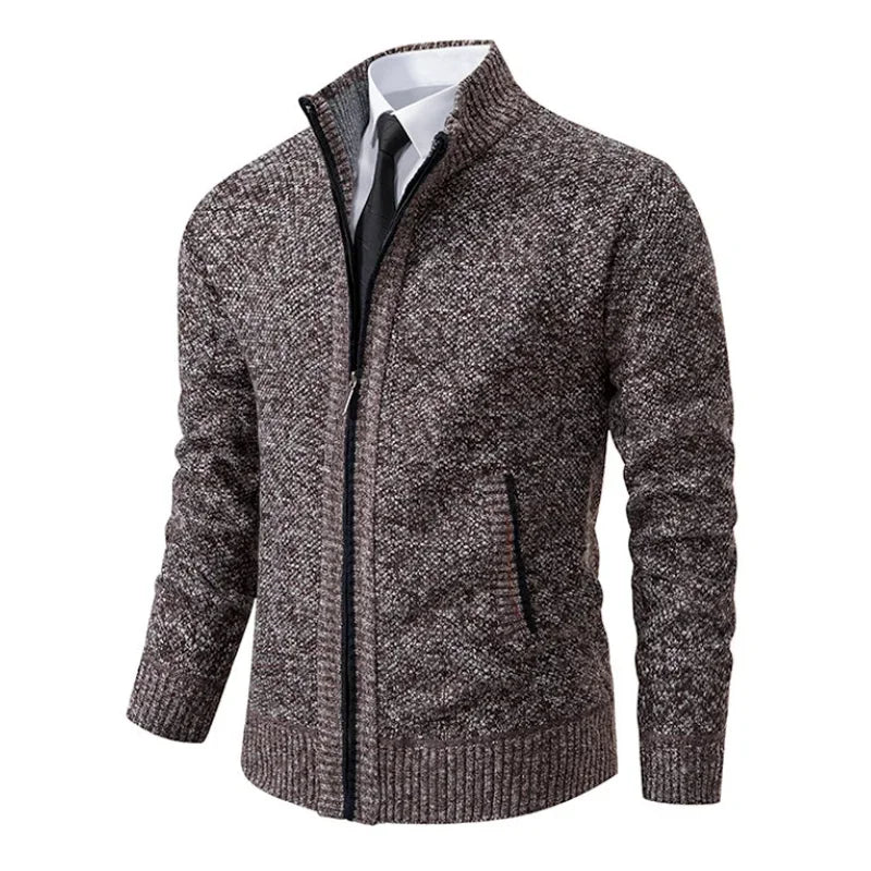 Zip Stand-Collar Knit Jacket – Men