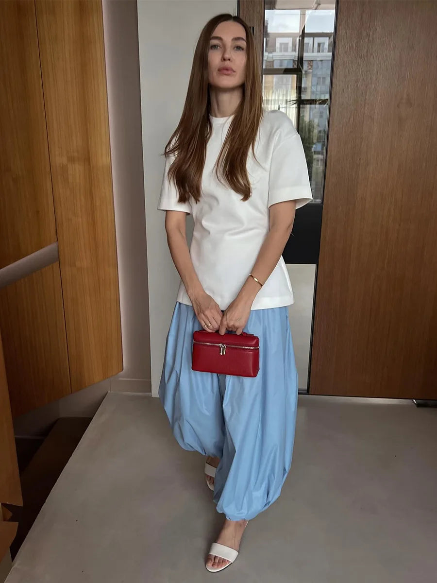 Cotton Lantern Wide-Leg Pants – Women