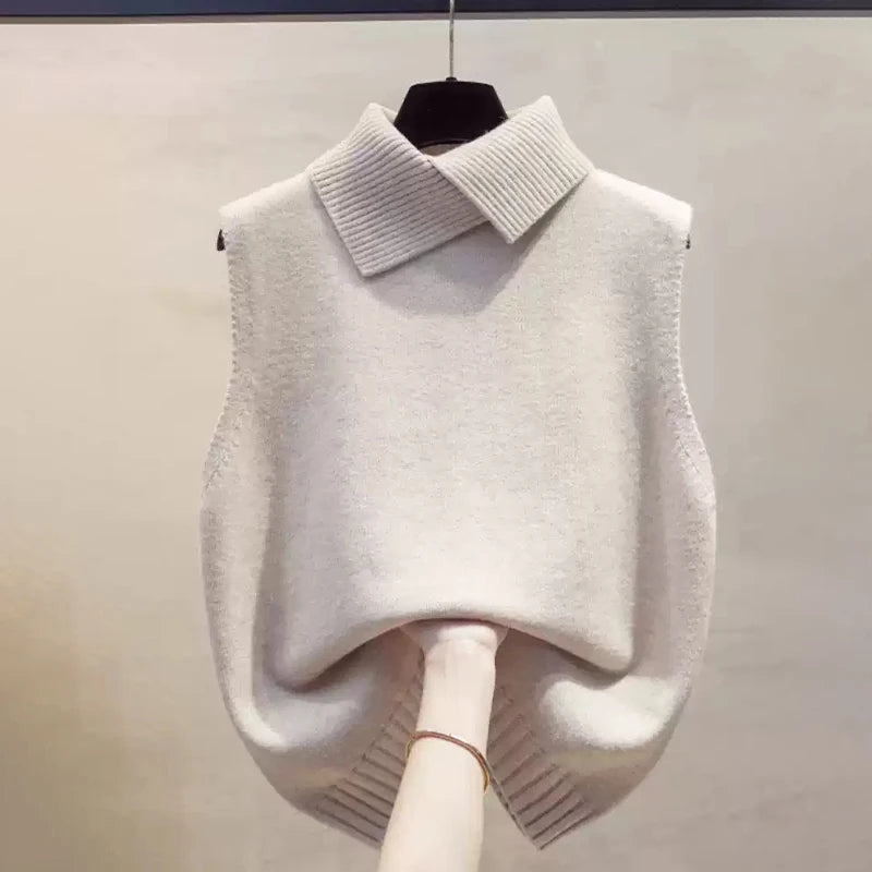 Gilet sans manches en maille à revers – Femme