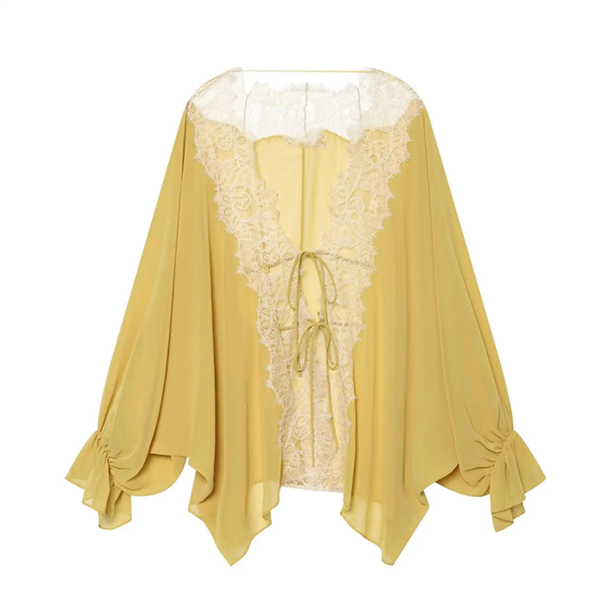 Blouse en dentelle à manches lanterne – Femme