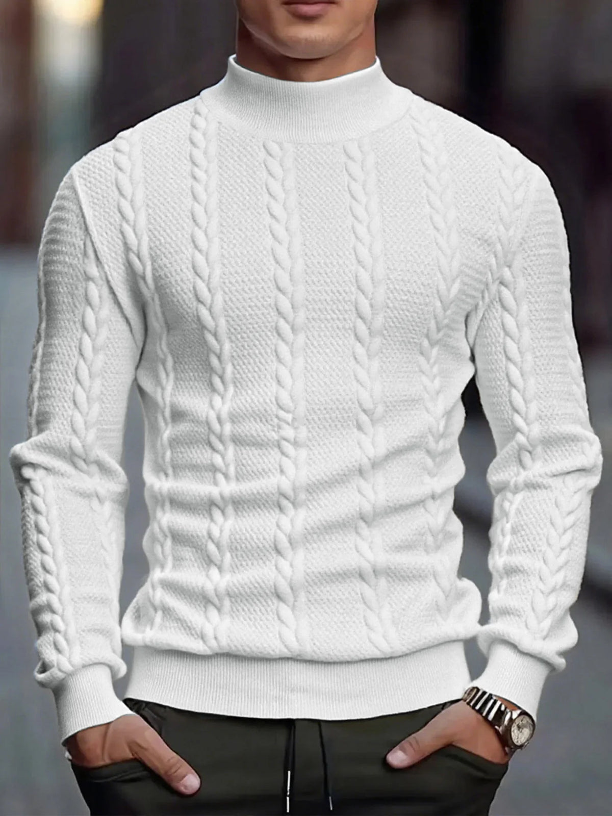 Twist Knit High-Neck Sweater – Men