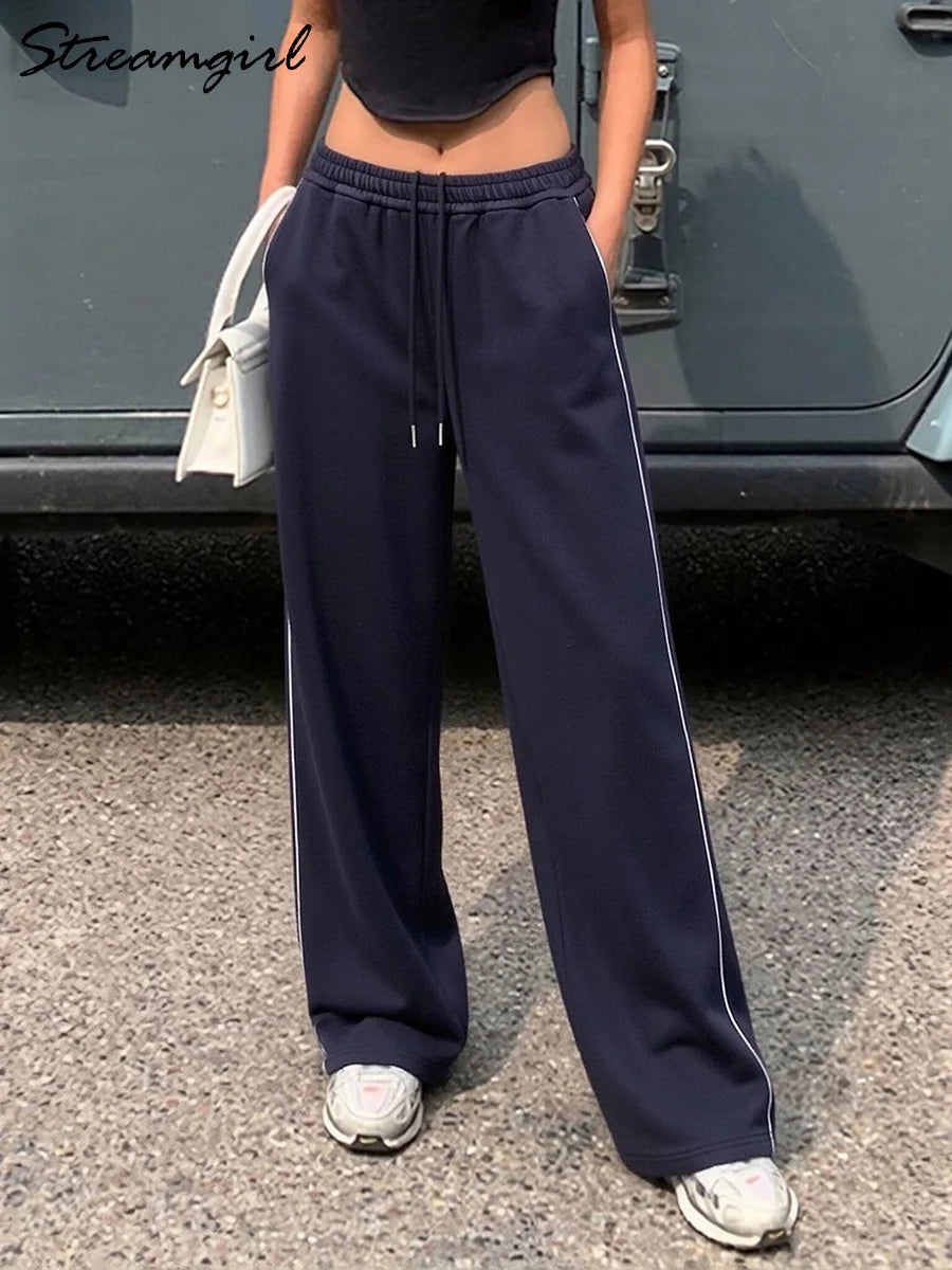 Pantalon de jogging droit à bandes latérales – Femme