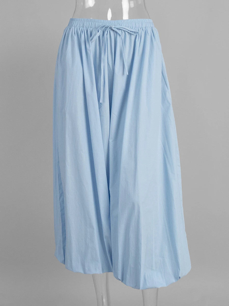 Cotton Lantern Wide-Leg Pants – Women