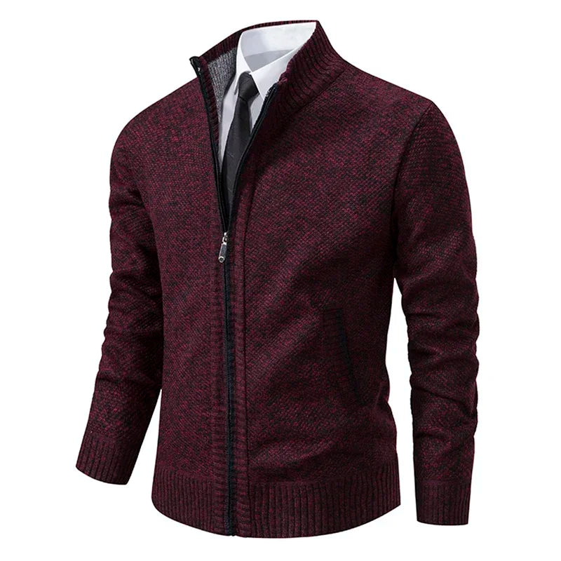 Zip Stand-Collar Knit Jacket – Men