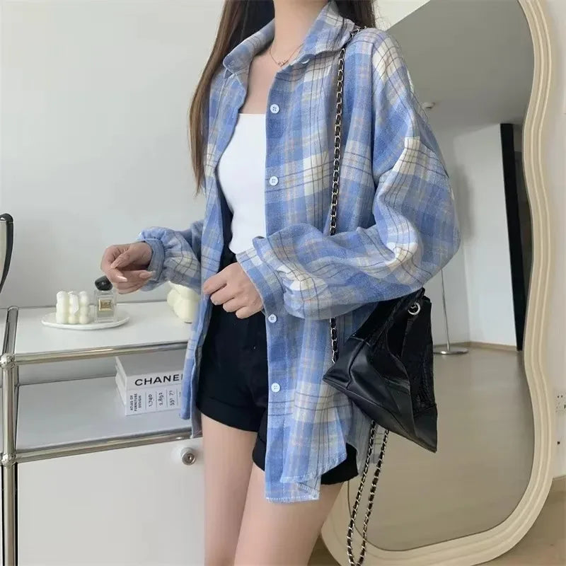 Vintage Plaid Button Shirt – Women