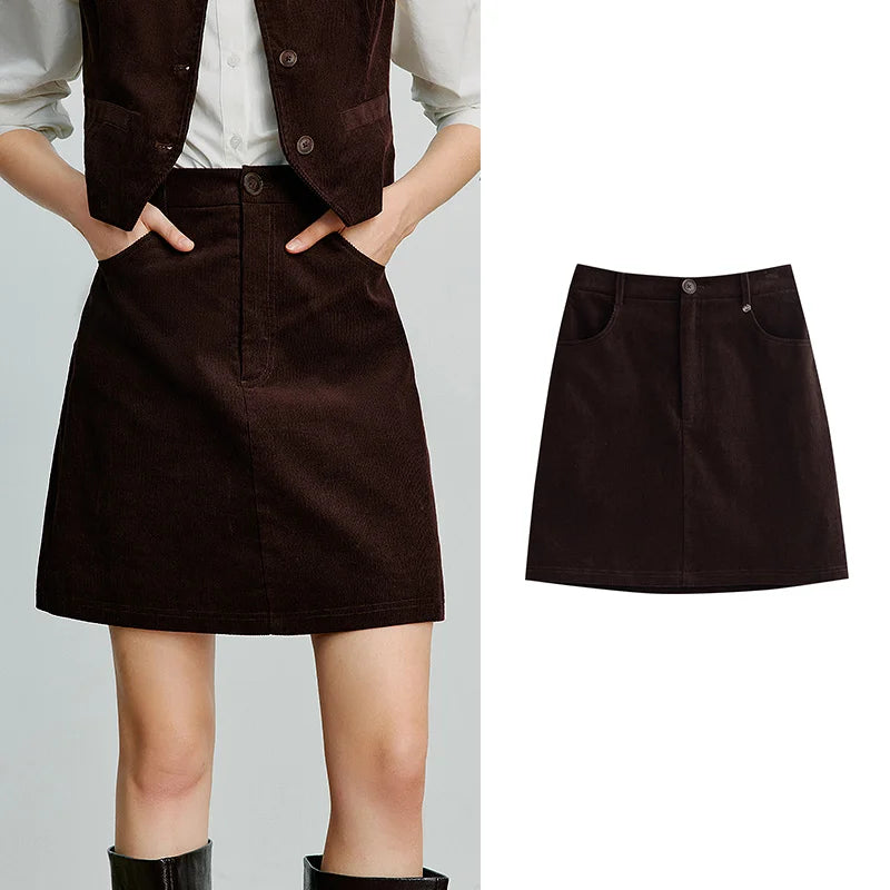 Corduroy A-Line Skirt – Women