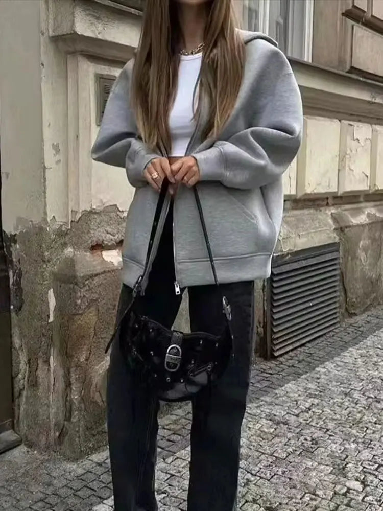 Veste à capuche zippée oversize – Femme