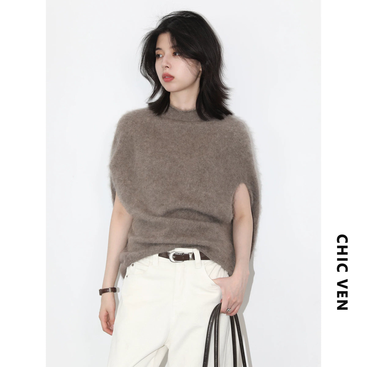 Oversized Turtleneck Wool-Blend Vest – Women