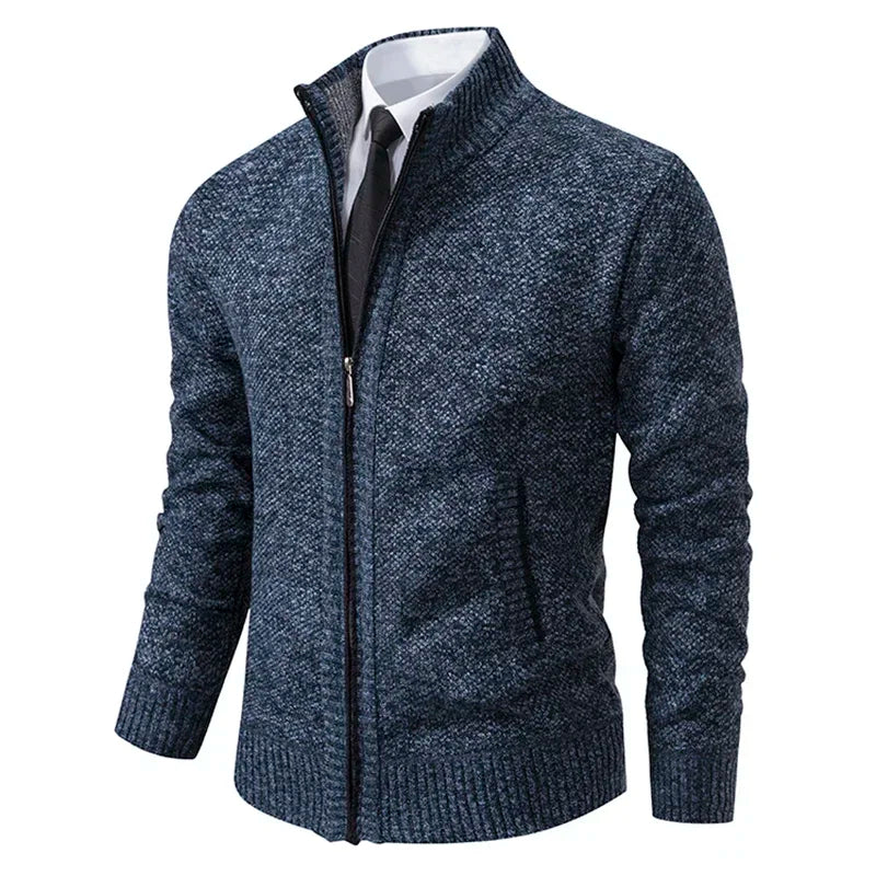 Zip Stand-Collar Knit Jacket – Men
