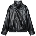 Blouson aviateur court en similicuir – Femme