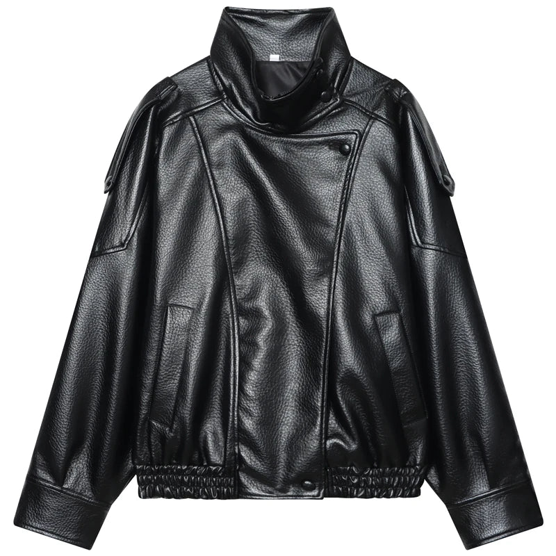 Cropped Faux Leather Bomber – Women