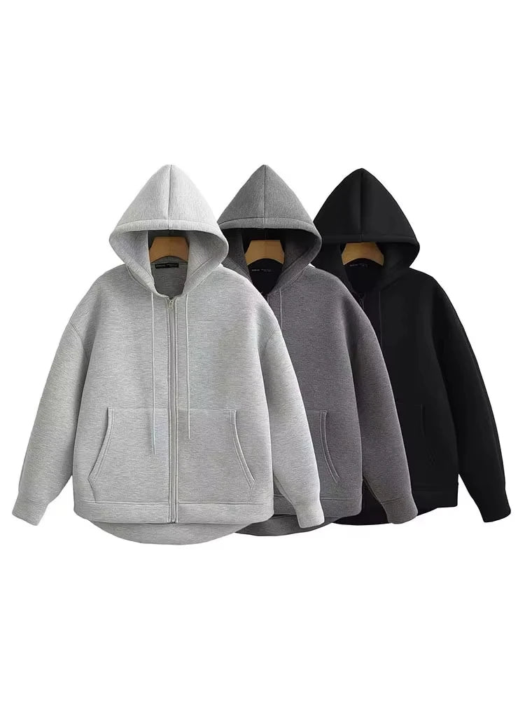 Oversized Zip-Up Hoodie Jacket – Women