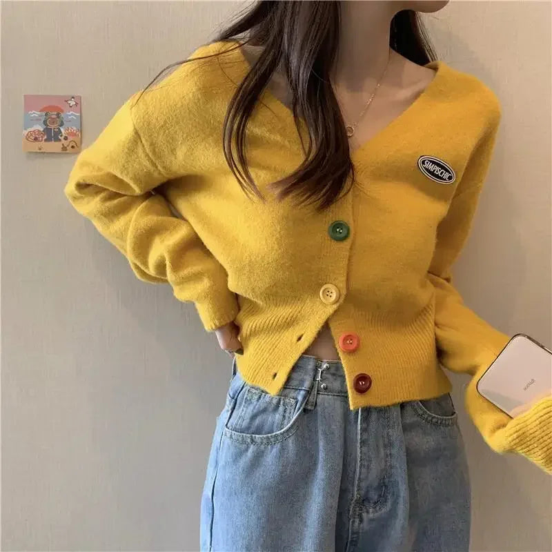 Cropped Crochet V-Neck Cardigan – Women