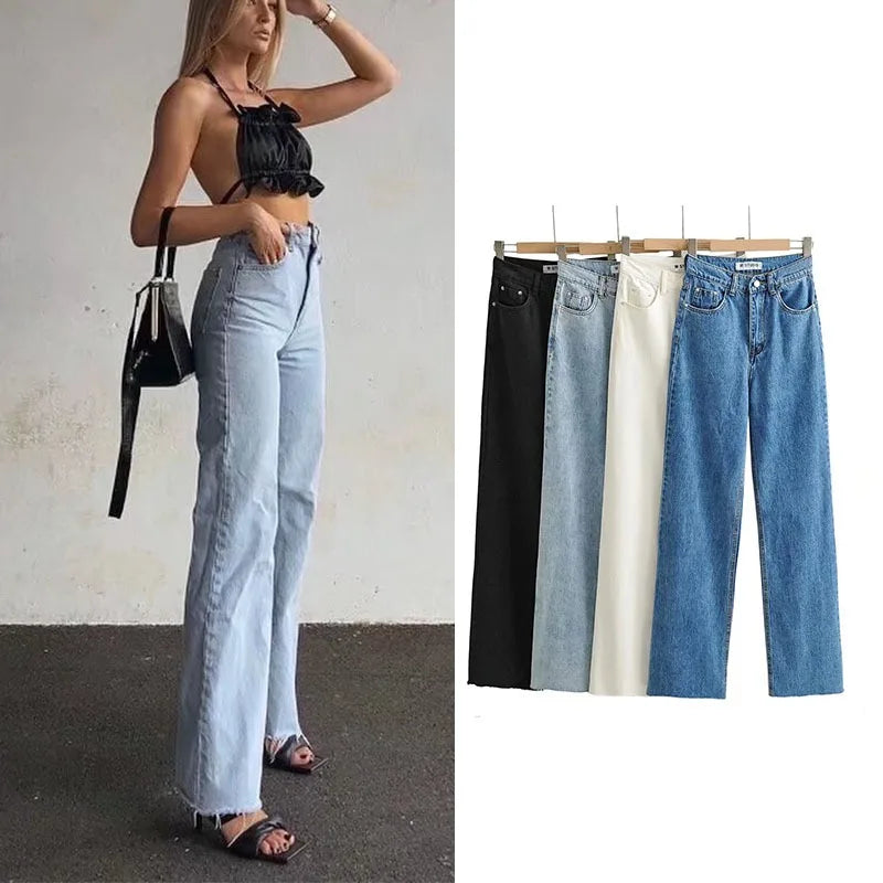 Jean droit taille haute – Femme