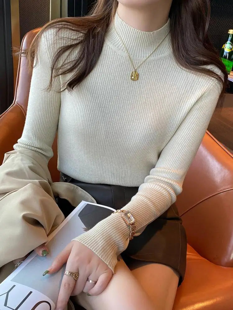 Pull vintage en maille à col montant – Femme