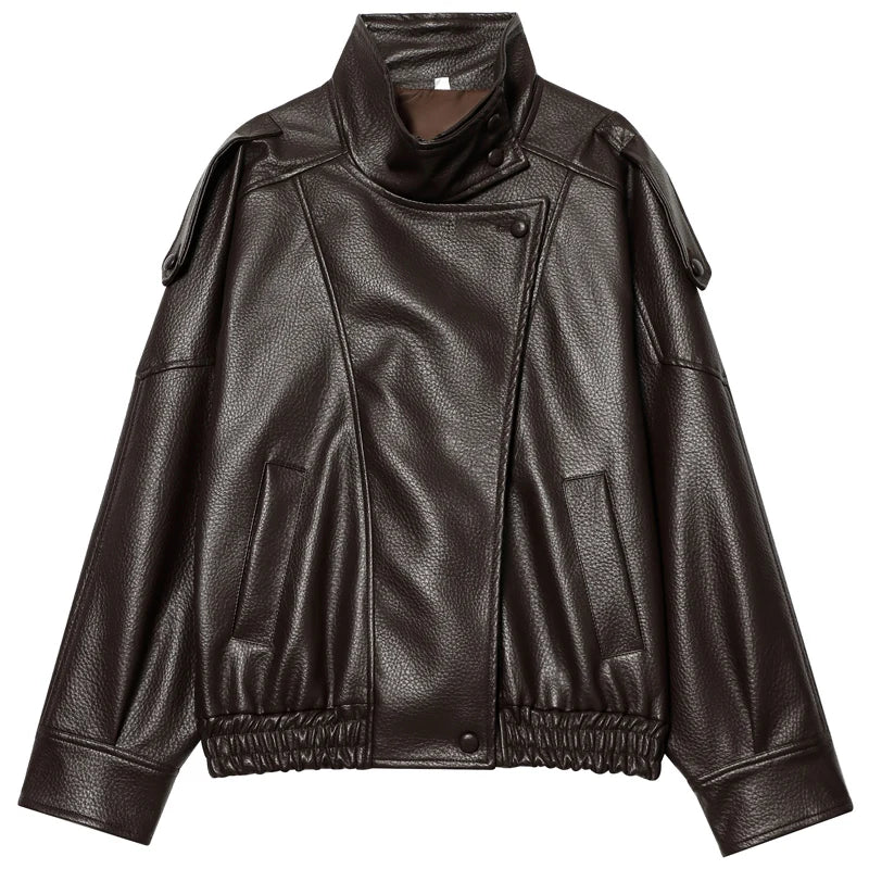 Cropped Faux Leather Bomber – Women